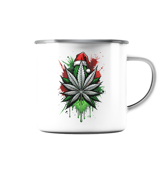 Cap Cannabis - Emaille Tasse (Silber)