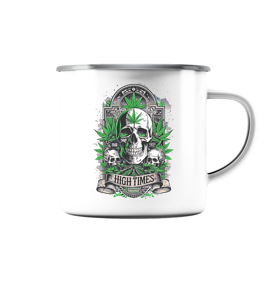 High Times Skull Green - Emaille Tasse (Silber)