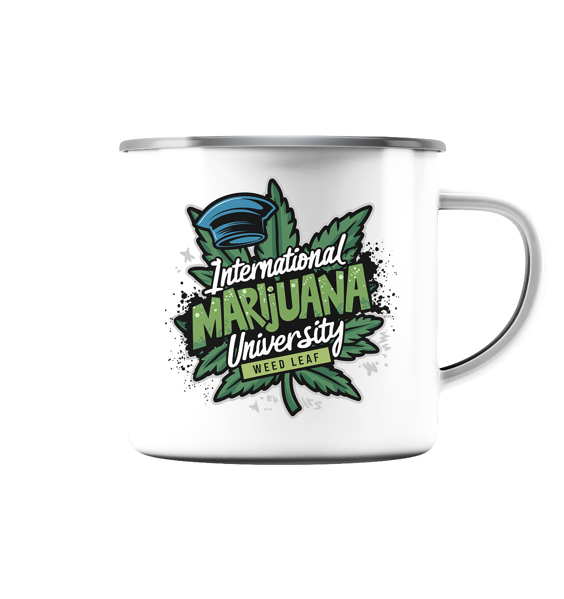 Marijuana University - Emaille Tasse (Silber)