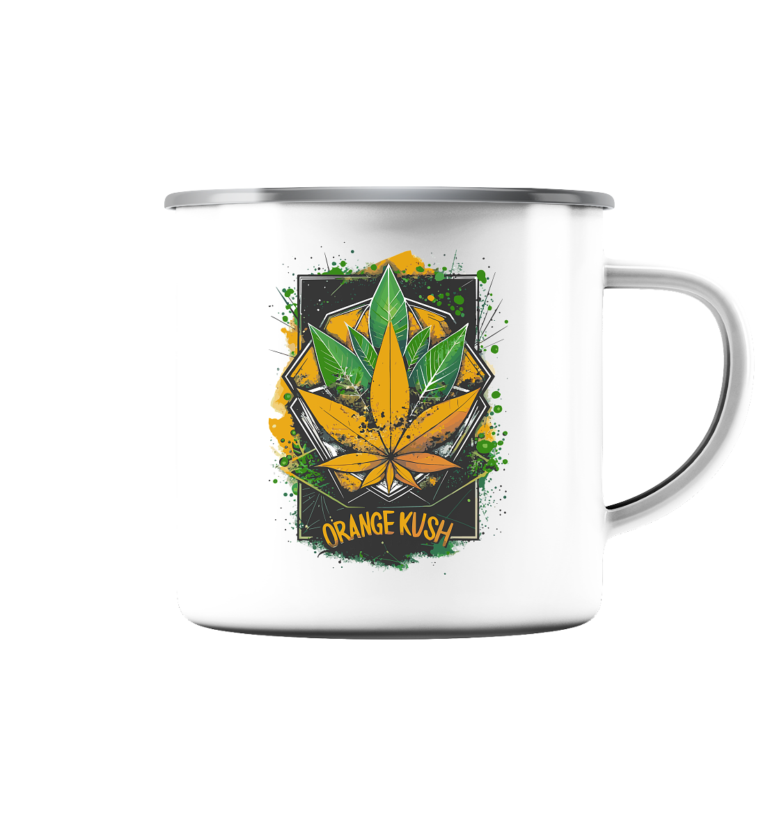 Orange Kush - Emaille Tasse (Silber)