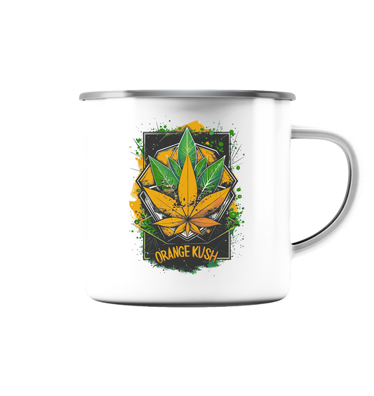 Orange Kush - Emaille Tasse (Silber)