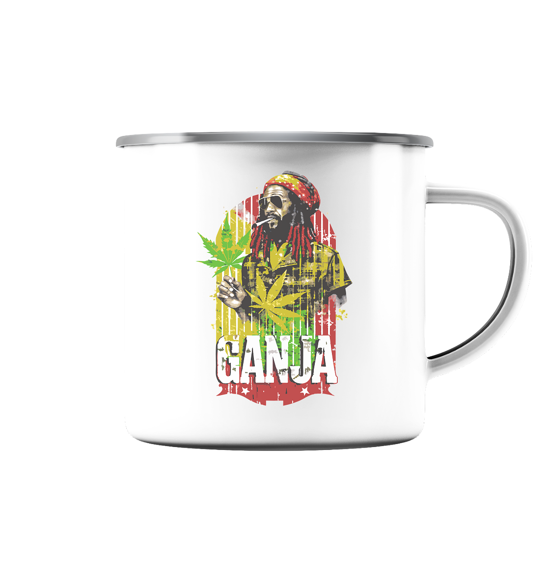 Ganja - Emaille Tasse (Silber)