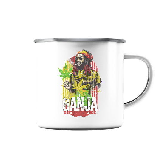 Ganja - Emaille Tasse (Silber)