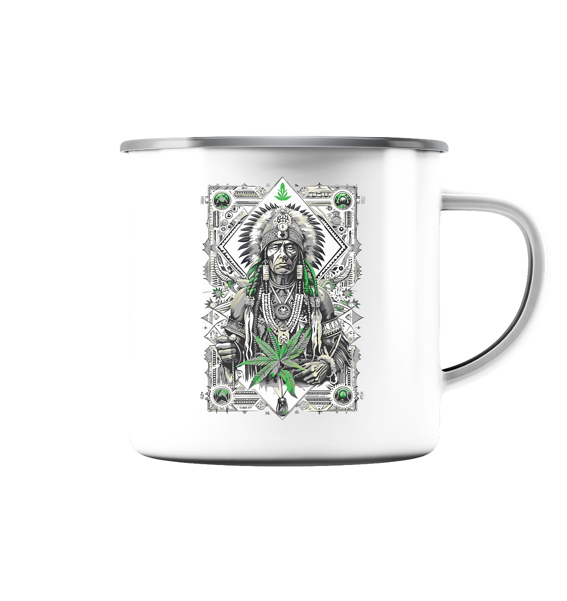 Indian - Emaille Tasse (Silber)