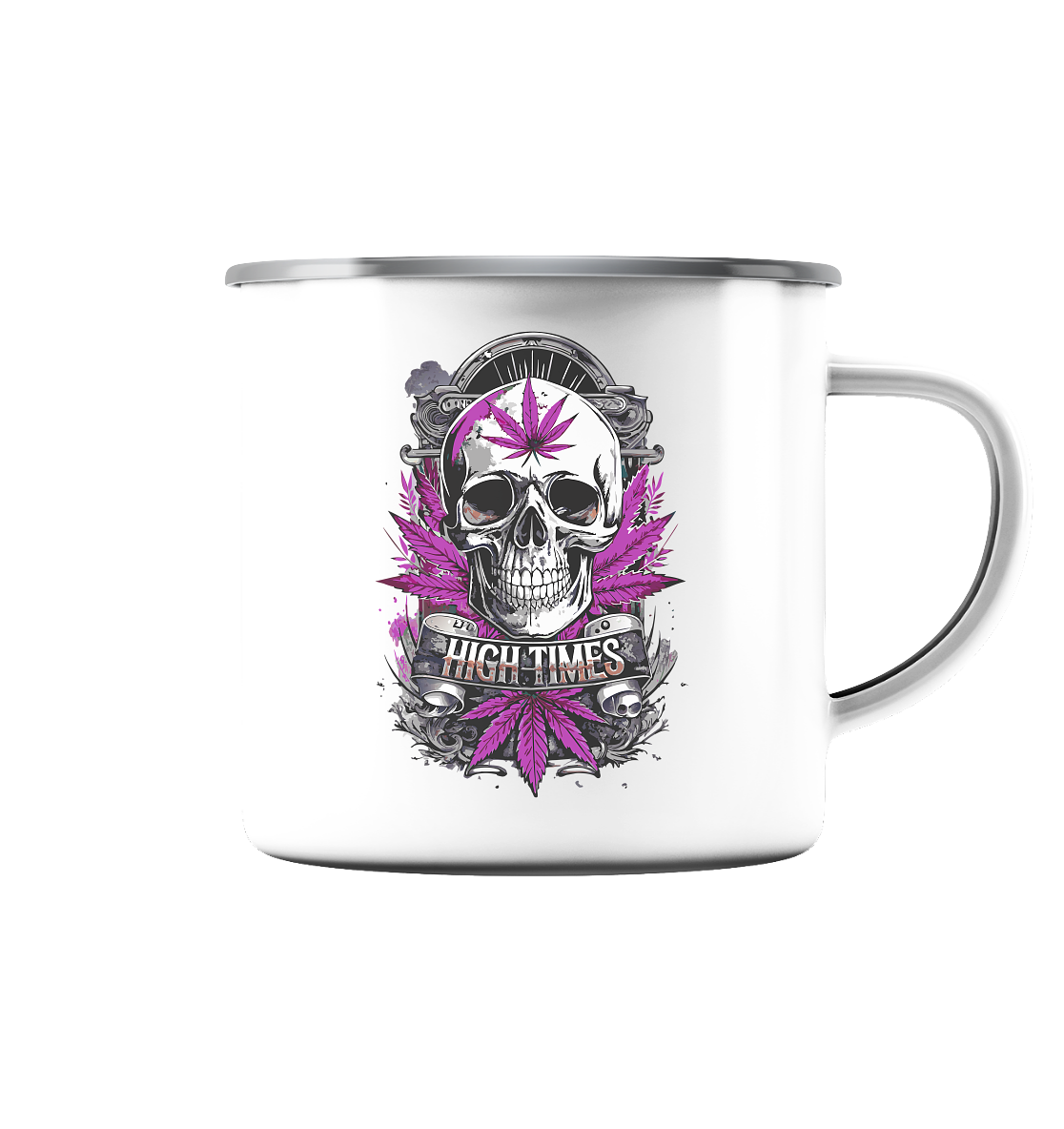 High Times Skull Purple - Emaille Tasse (Silber)