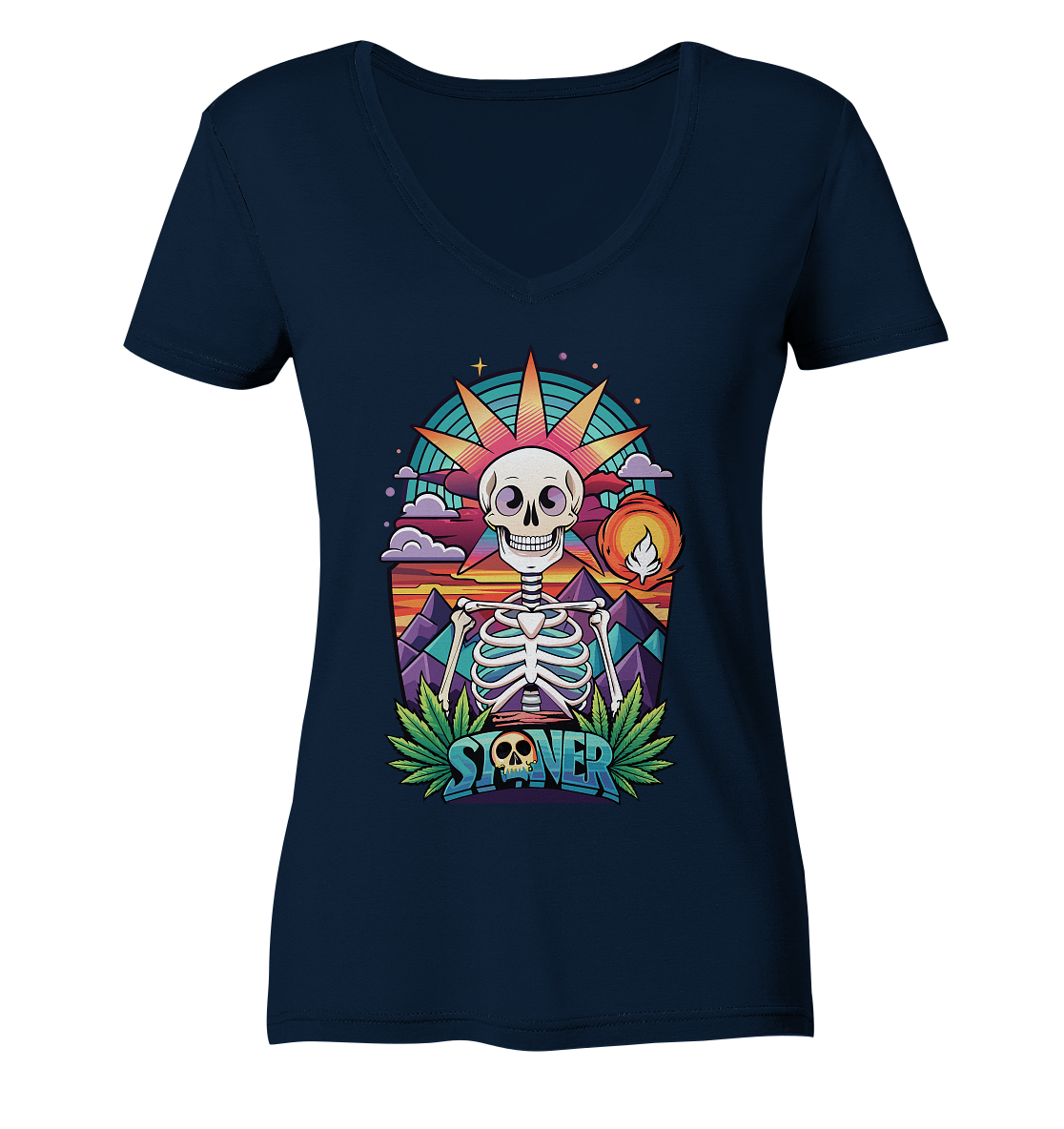 Color Stoner Skeleton - Ladies V-Neck Shirt