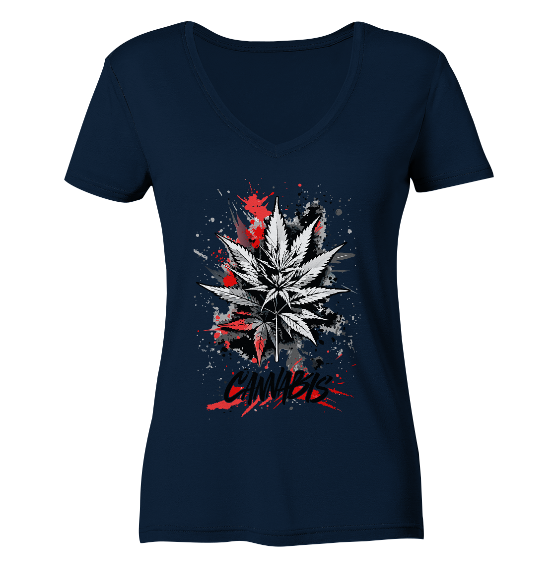 Red Cannabis - Ladies V-Neck Shirt