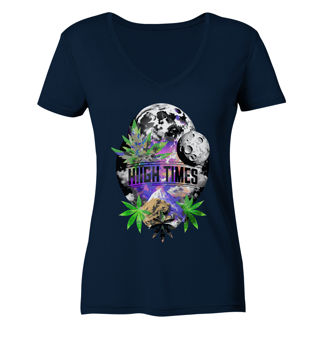 High Times Moon - Ladies V-Neck Shirt