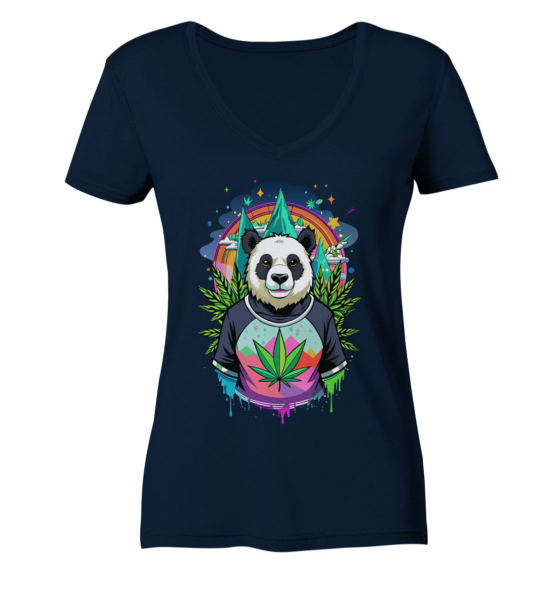 Panda Bear - Ladies V-Neck Shirt