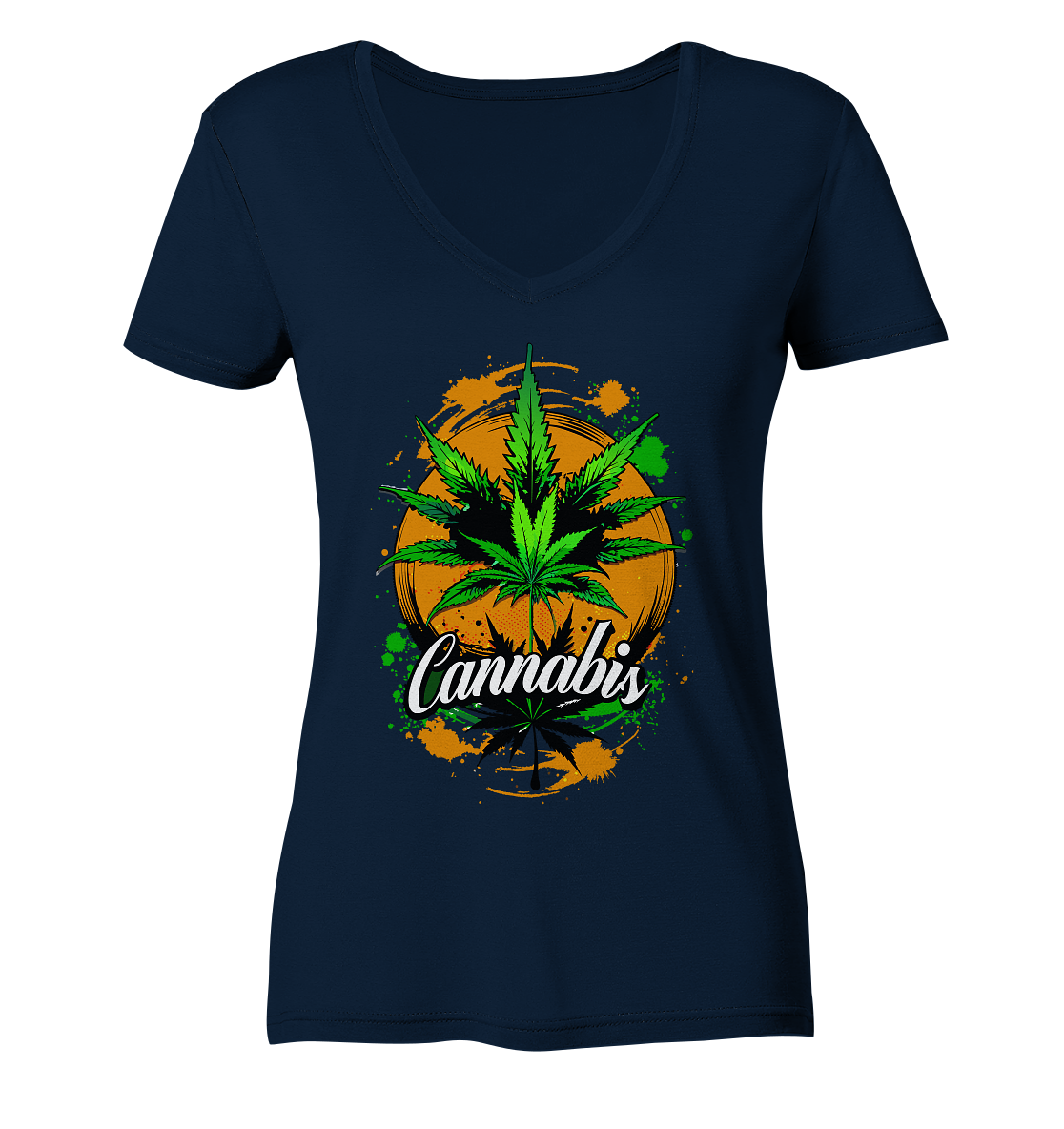 Orange Cannabis - Ladies V-Neck Shirt