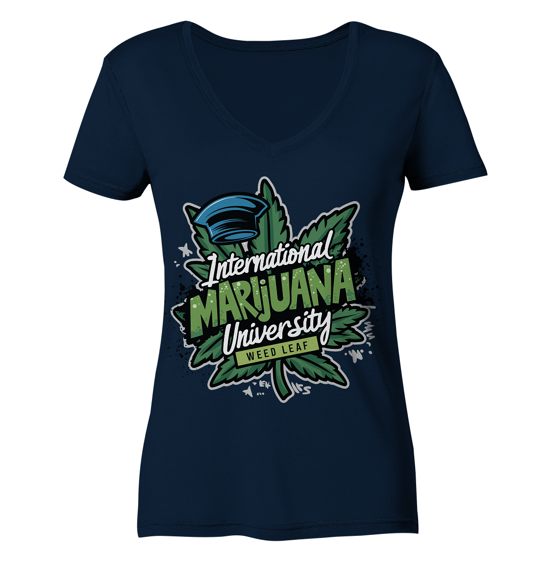 Marijuana University - Ladies V-Neck Shirt