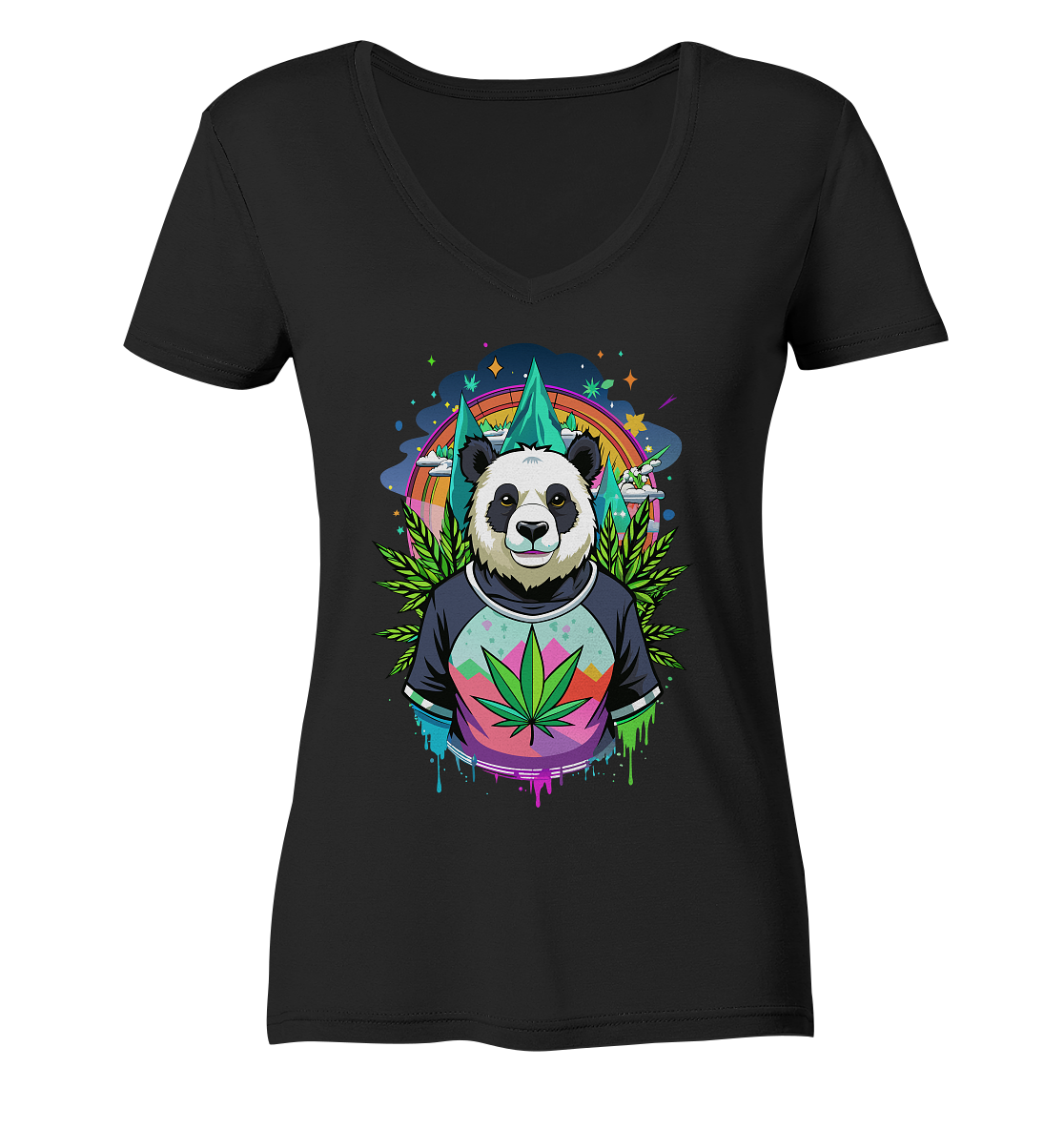 Panda Bear - Ladies V-Neck Shirt