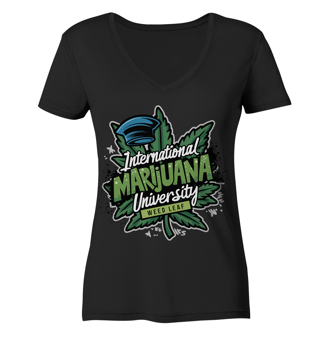 Marijuana University - Ladies V-Neck Shirt