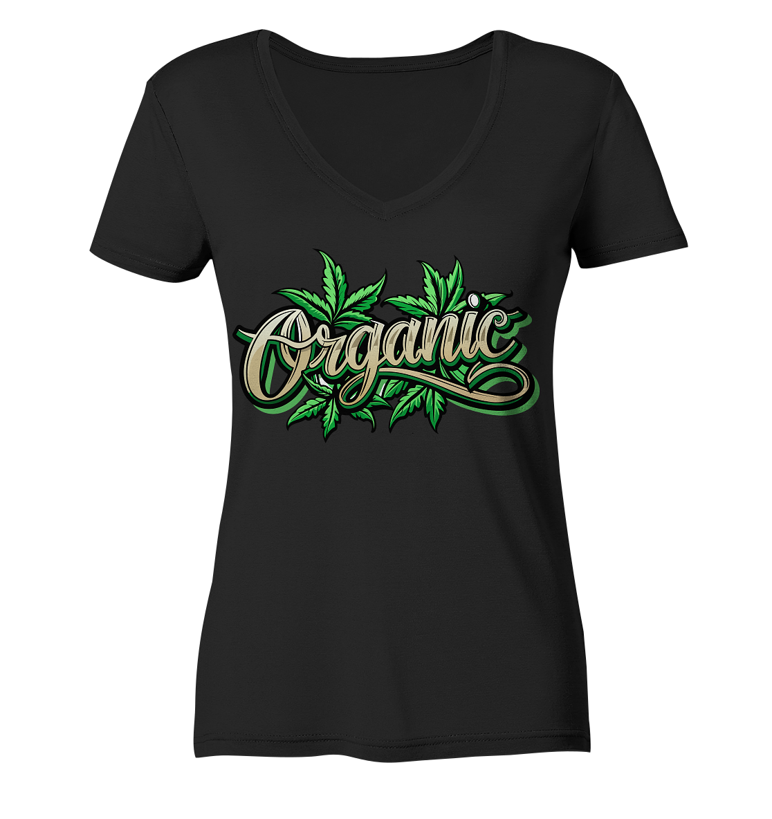 Organic Leaf - Ladies V-Neck Shirt