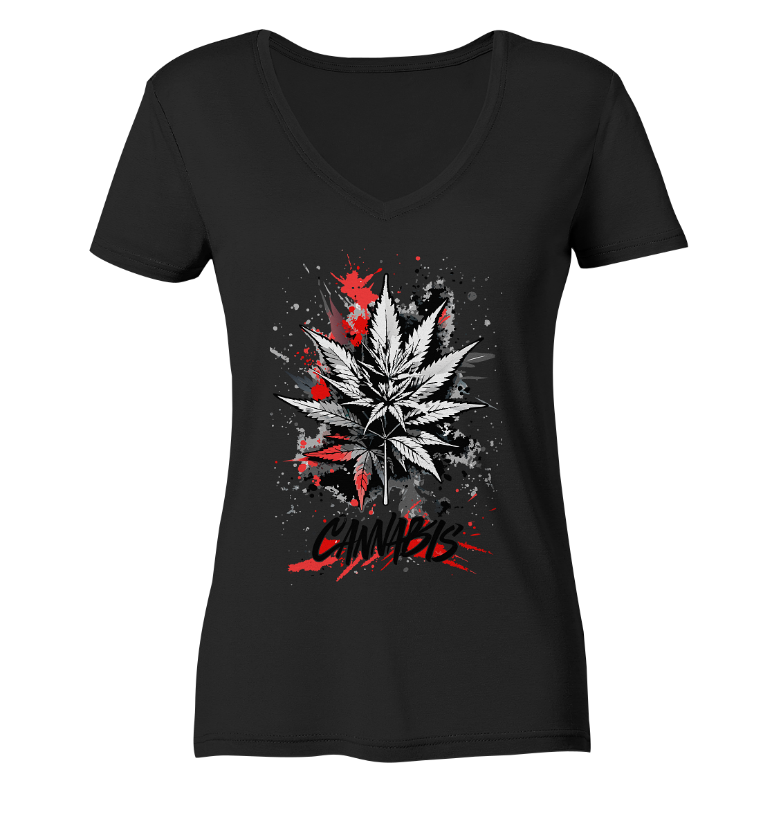 Red Cannabis - Ladies V-Neck Shirt