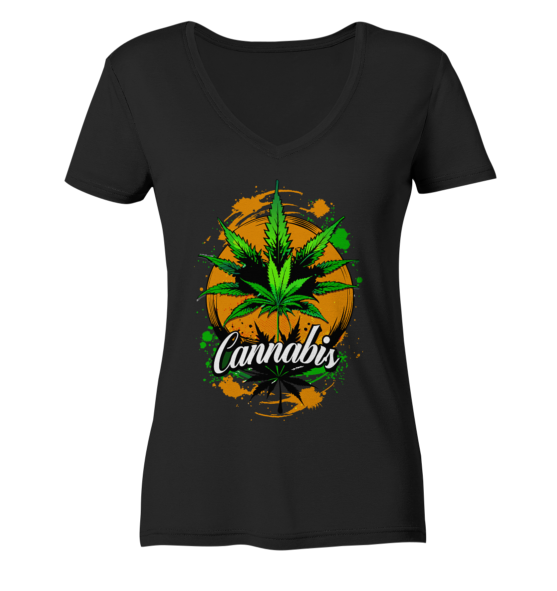 Orange Cannabis - Ladies V-Neck Shirt