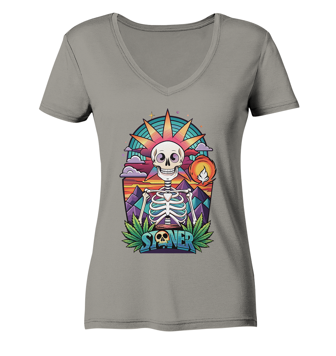 Color Stoner Skeleton - Ladies V-Neck Shirt