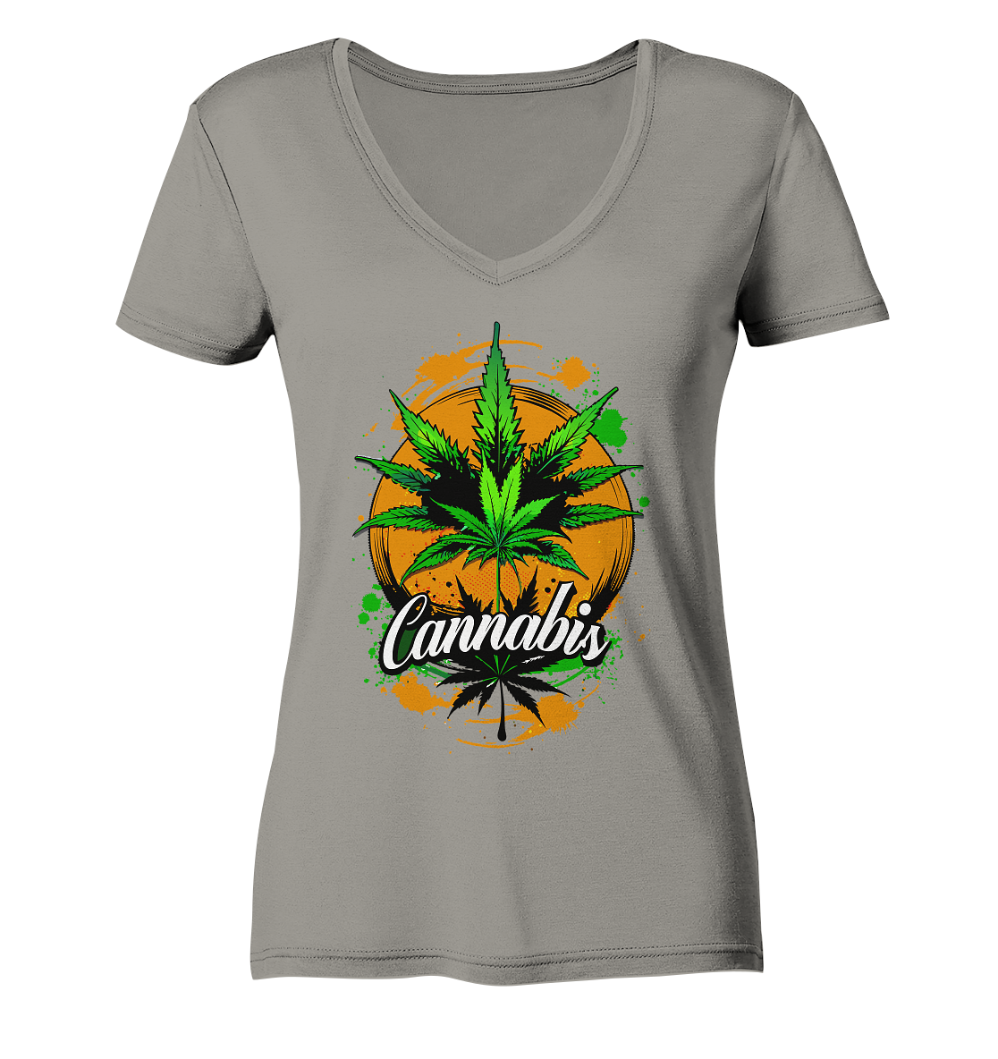 Orange Cannabis - Ladies V-Neck Shirt