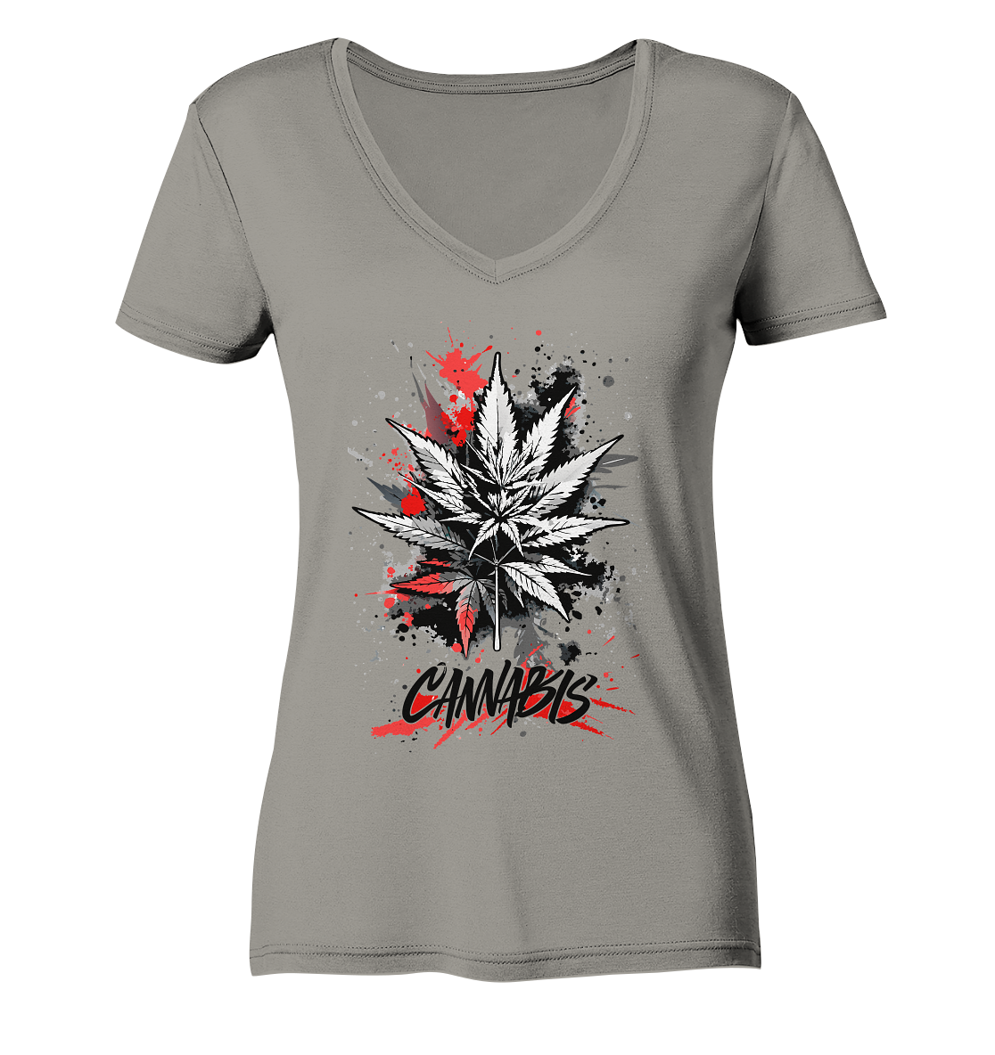 Red Cannabis - Ladies V-Neck Shirt