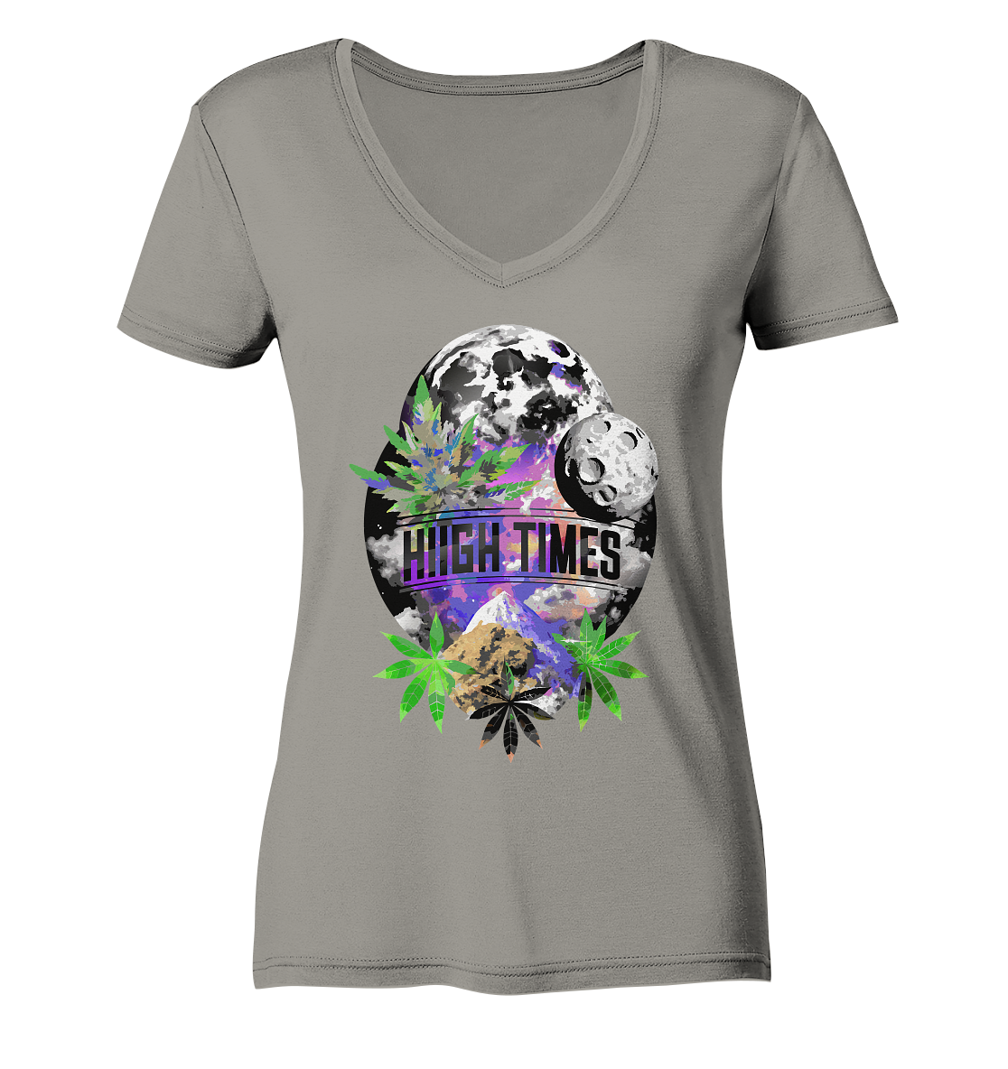 High Times Moon - Ladies V-Neck Shirt