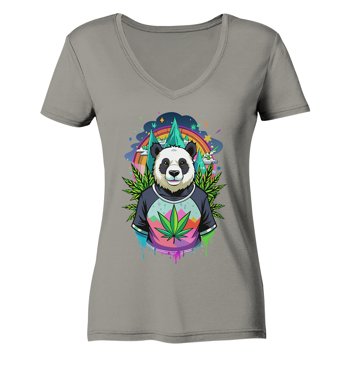 Panda Bear - Ladies V-Neck Shirt