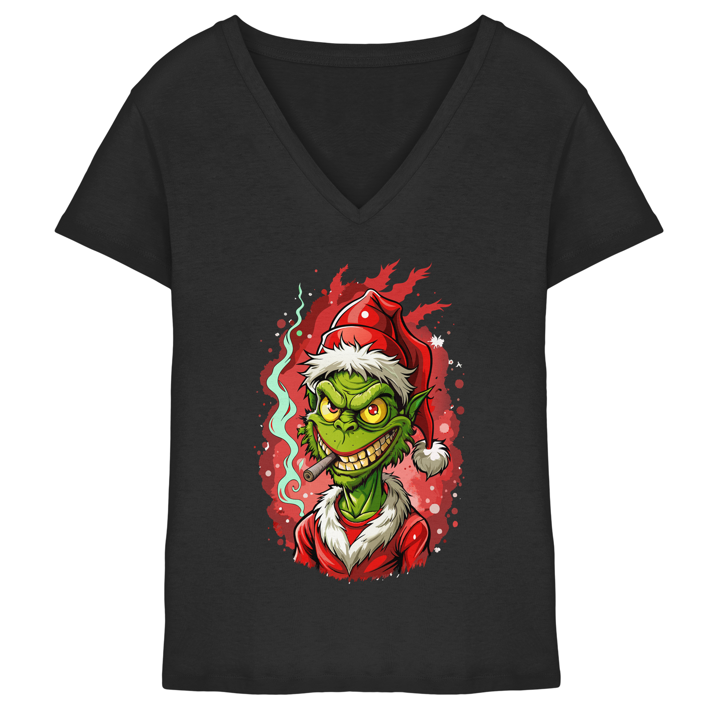 Angry Grinch - Ladies V-Neck Shirt