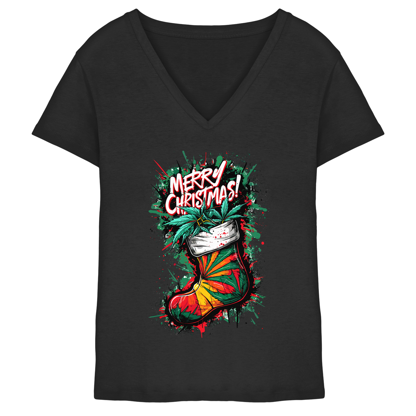 Christmas Boots - Ladies V-Neck Shirt