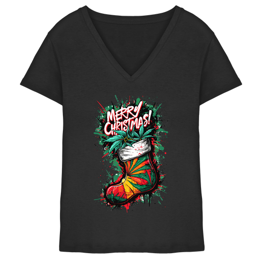 Christmas Boots - Ladies V-Neck Shirt