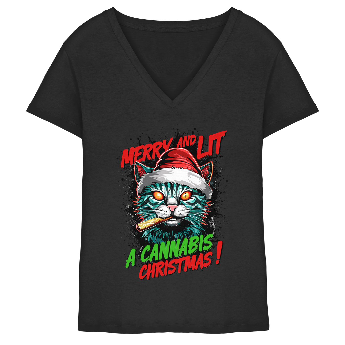 Cannabis Christmas - Ladies V-Neck Shirt
