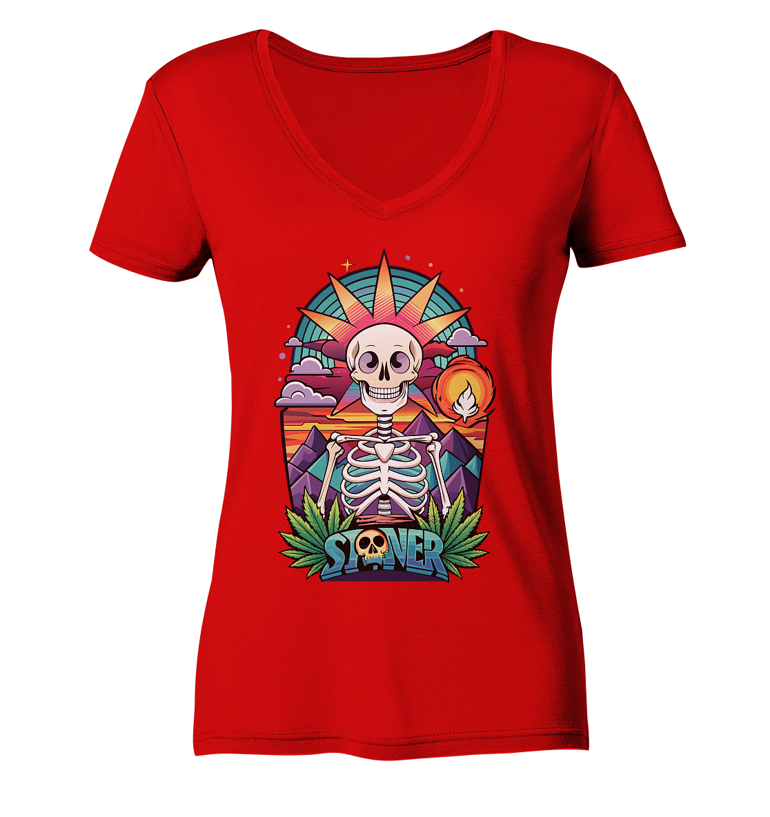 Color Stoner Skeleton - Ladies V-Neck Shirt