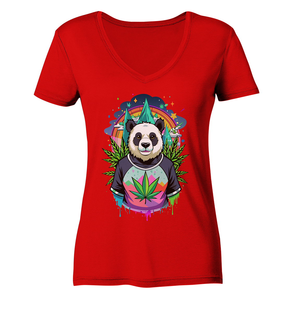 Panda Bear - Ladies V-Neck Shirt