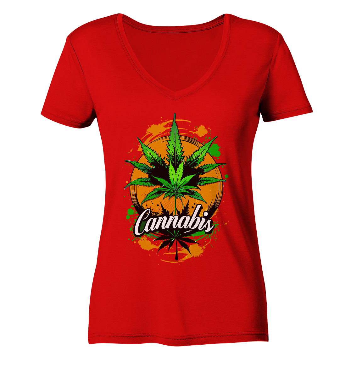 Orange Cannabis - Ladies V-Neck Shirt