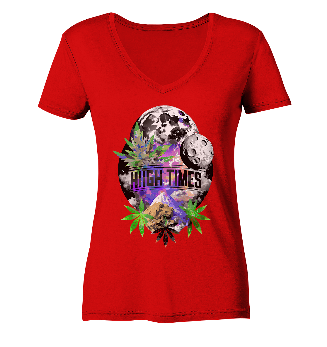 High Times Moon - Ladies V-Neck Shirt