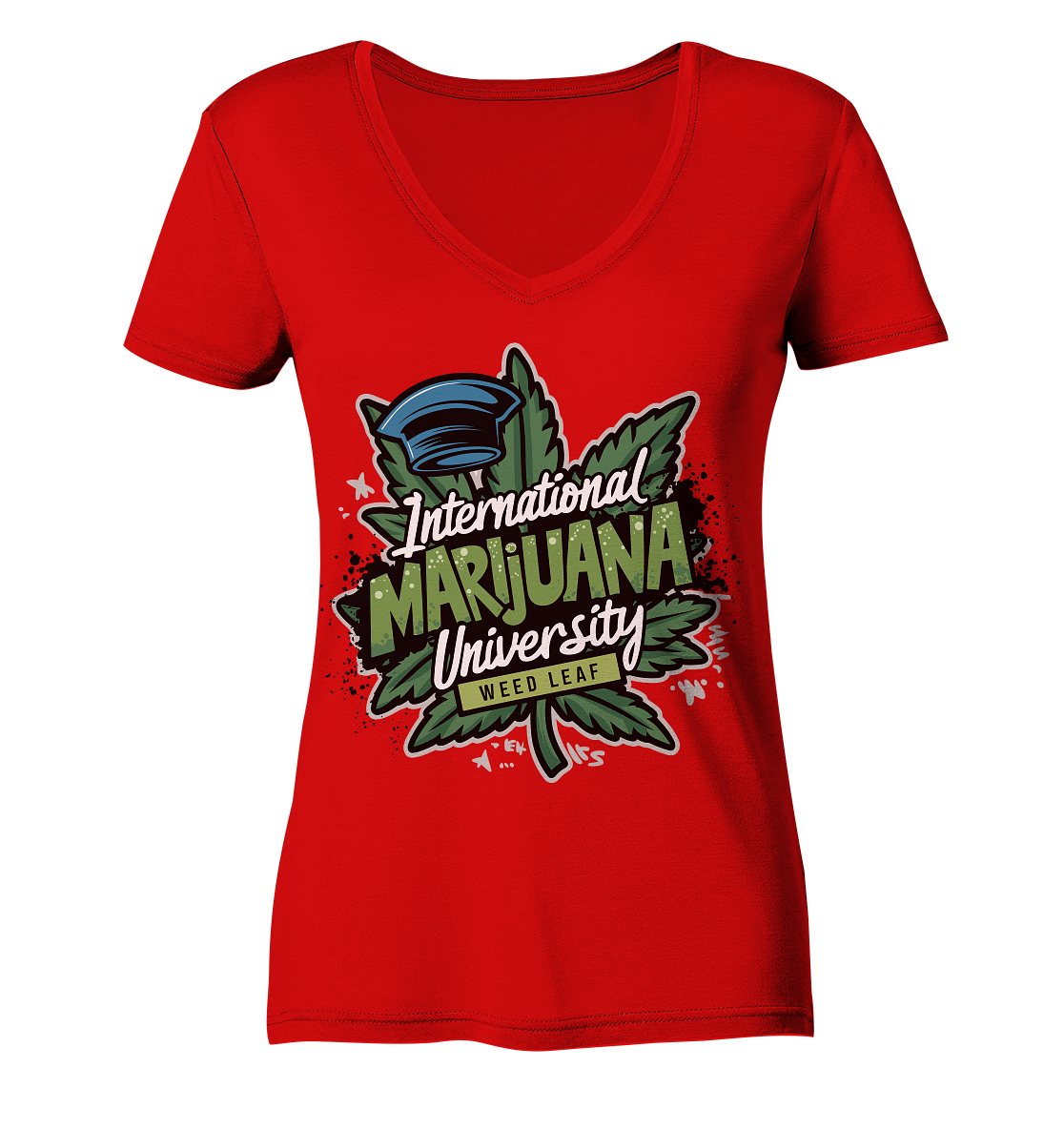 Marijuana University - Ladies V-Neck Shirt