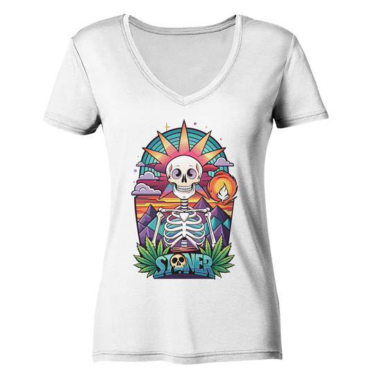 Color Stoner Skeleton - Ladies V-Neck Shirt