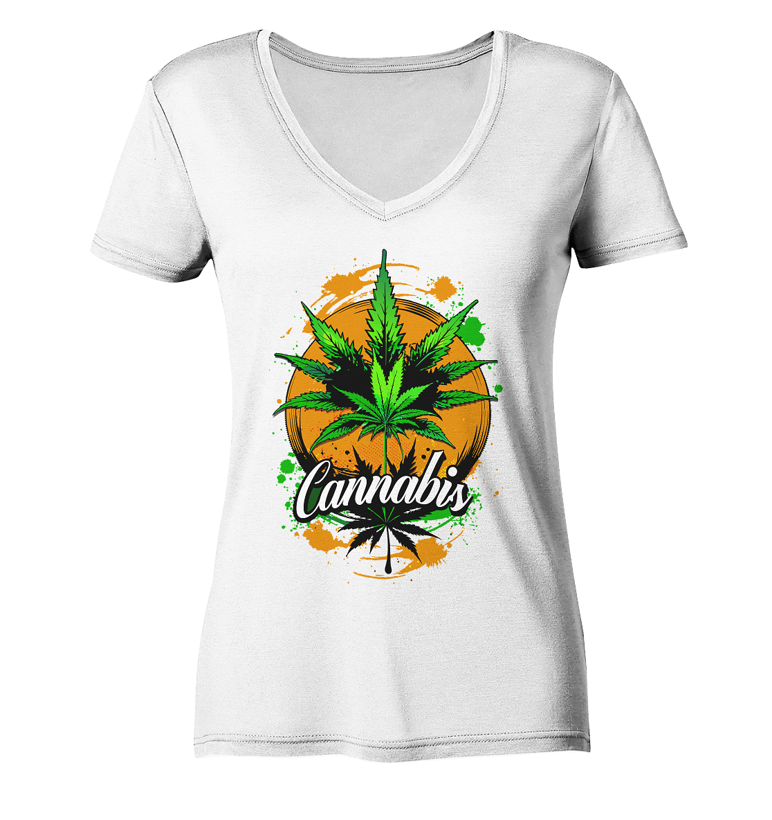 Orange Cannabis - Ladies V-Neck Shirt