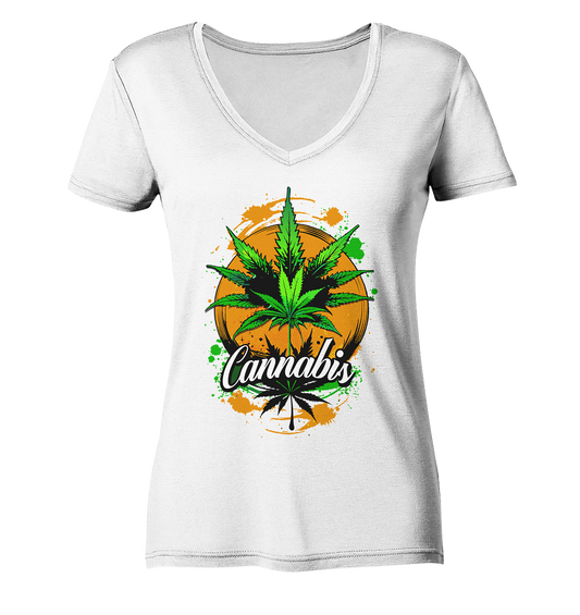 Orange Cannabis - Ladies V-Neck Shirt