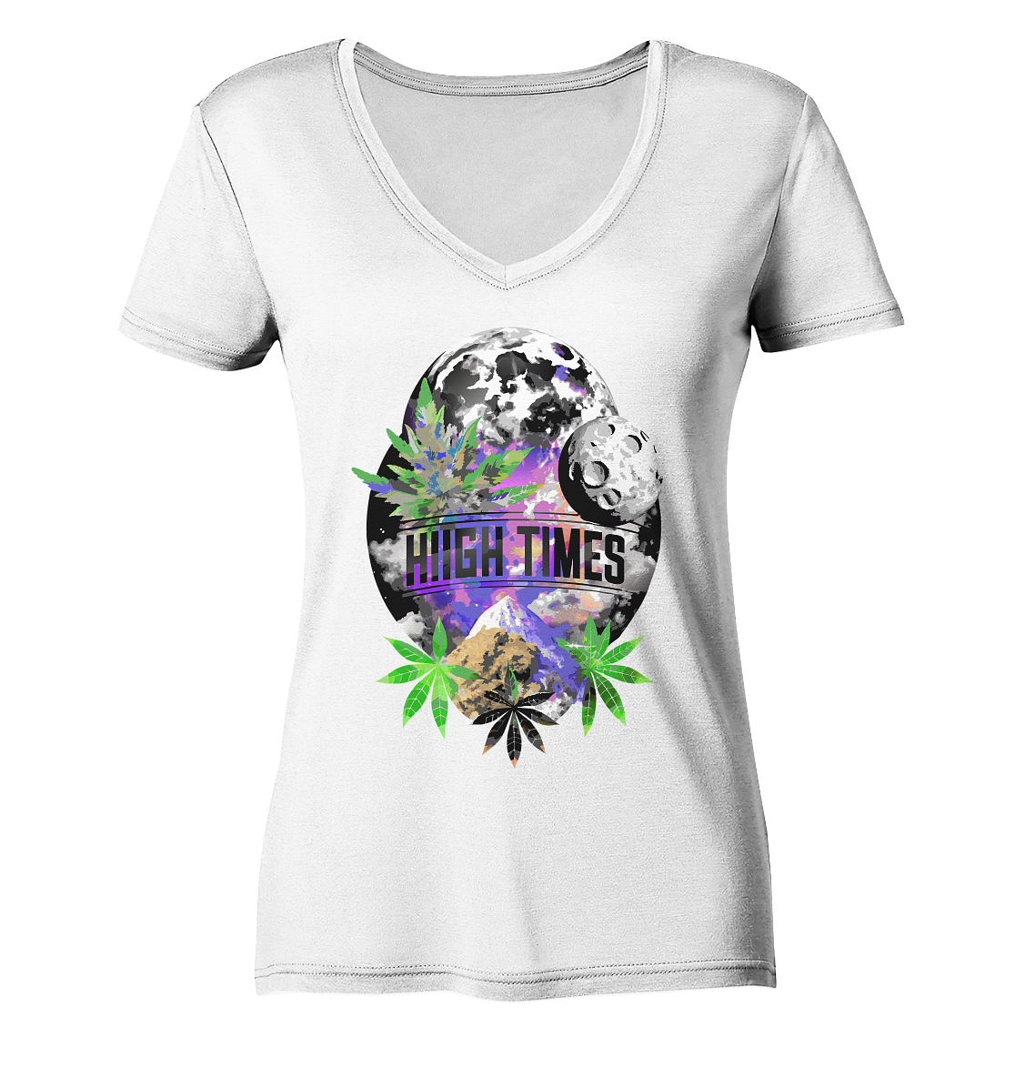 High Times Moon - Ladies V-Neck Shirt