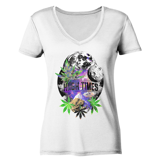 High Times Moon - Ladies V-Neck Shirt