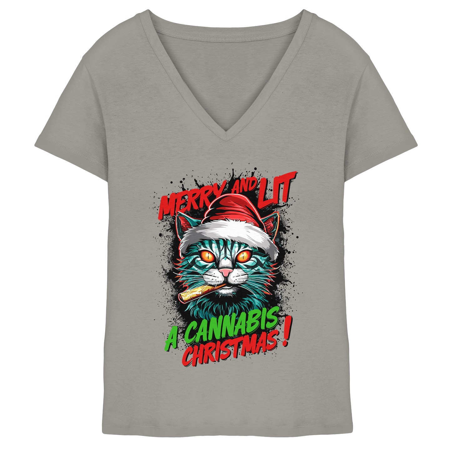 Cannabis Christmas - Ladies V-Neck Shirt