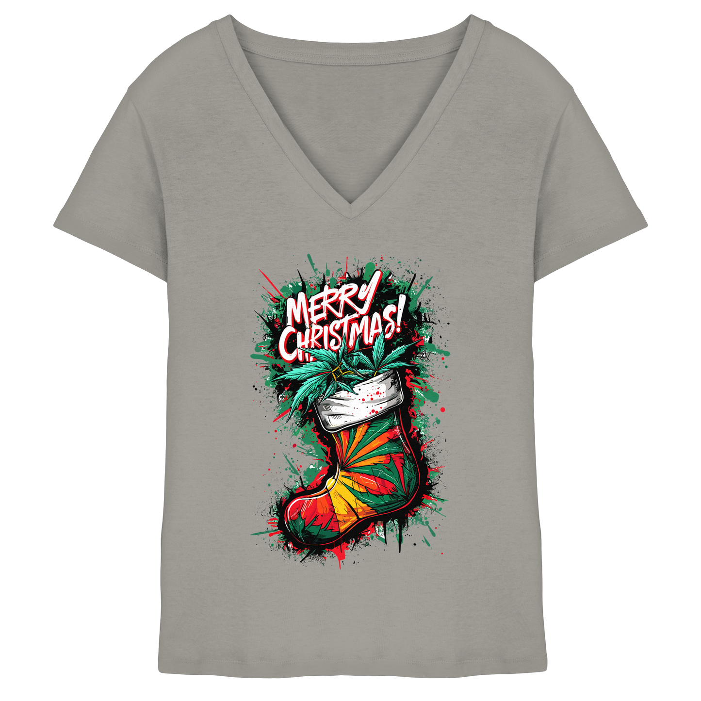 Christmas Boots - Ladies V-Neck Shirt