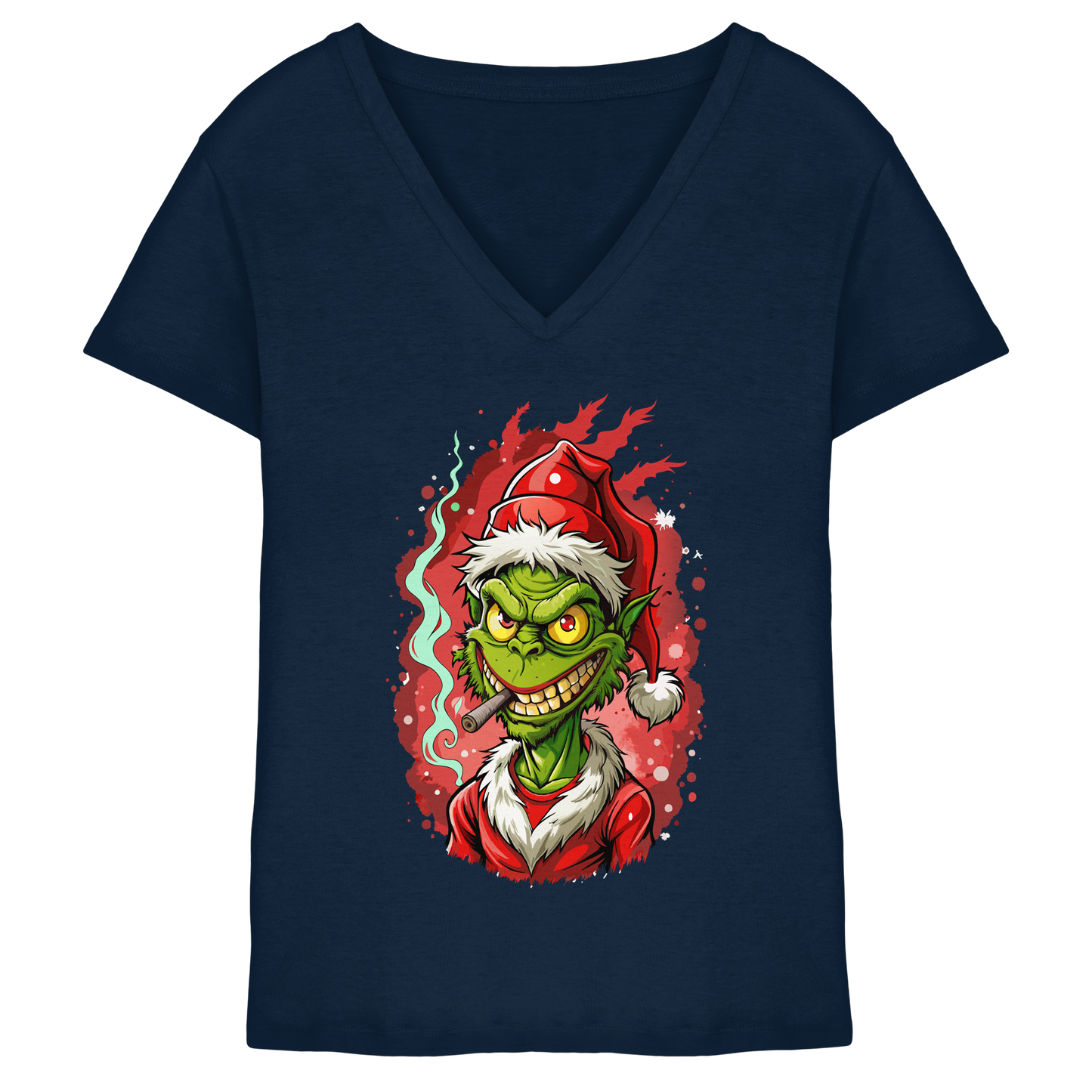 Angry Grinch - Ladies V-Neck Shirt