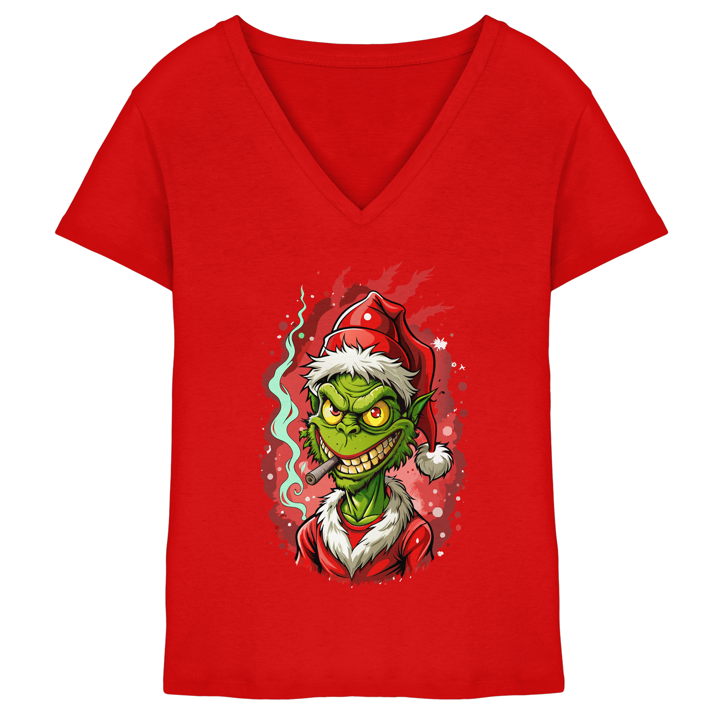 Angry Grinch - Ladies V-Neck Shirt