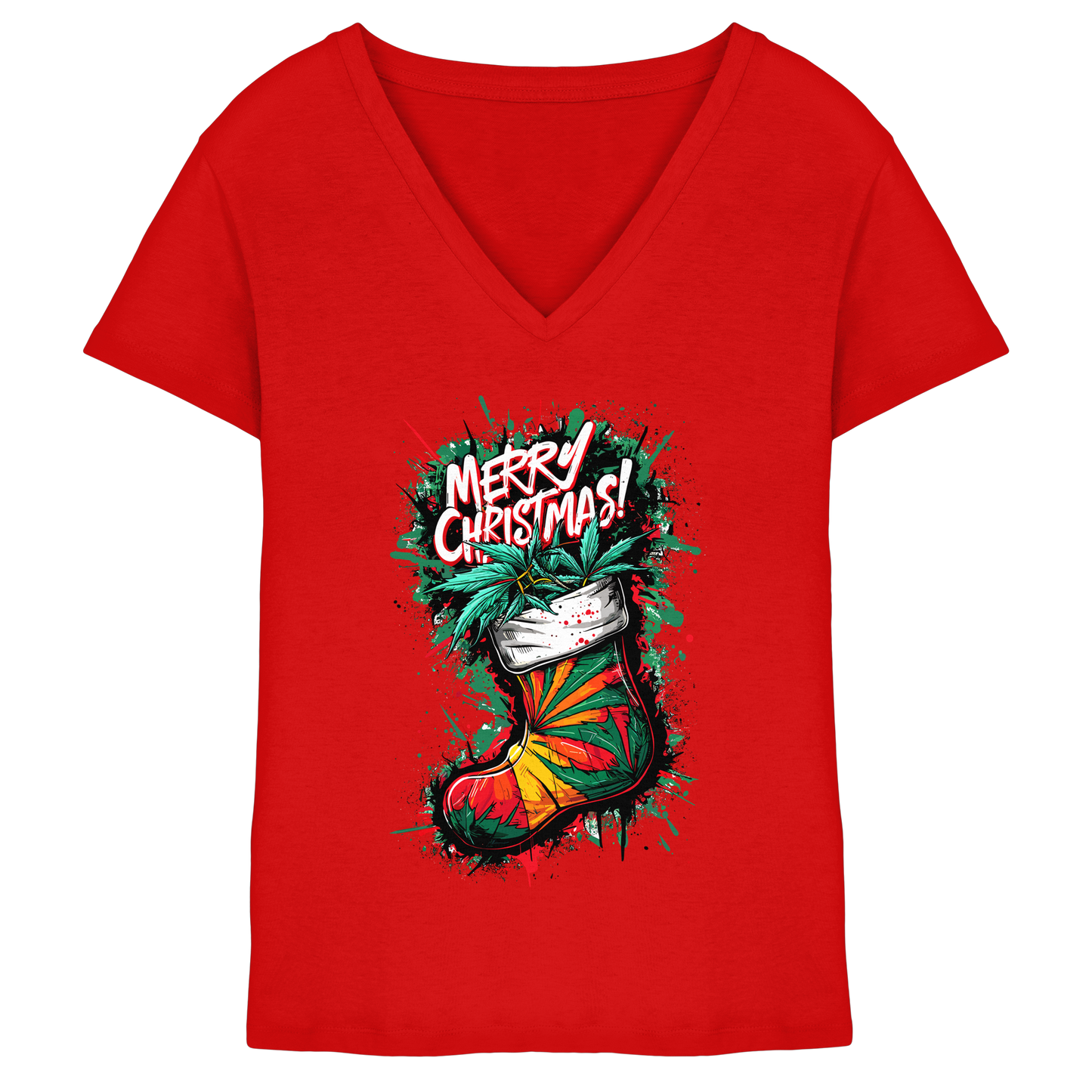 Christmas Boots - Ladies V-Neck Shirt