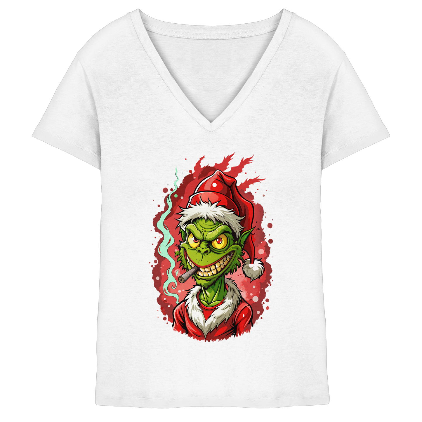 Angry Grinch - Ladies V-Neck Shirt