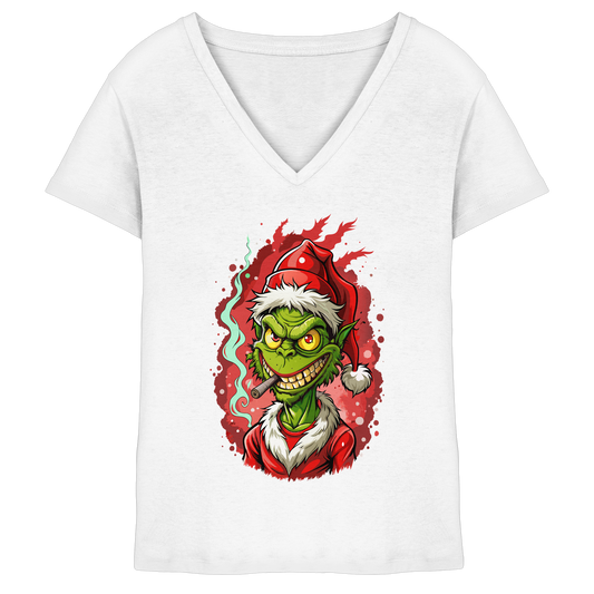 Angry Grinch - Ladies V-Neck Shirt
