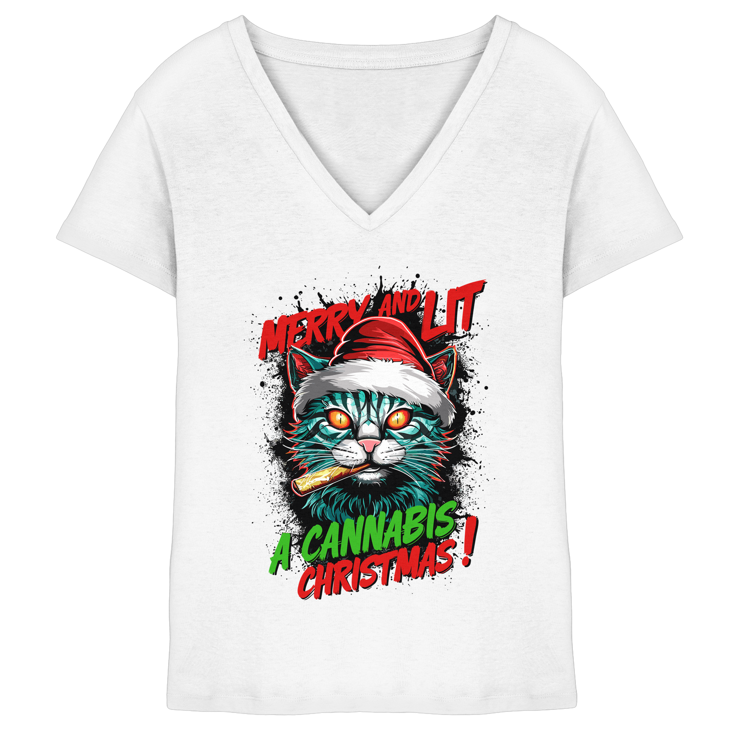 Cannabis Christmas - Ladies V-Neck Shirt