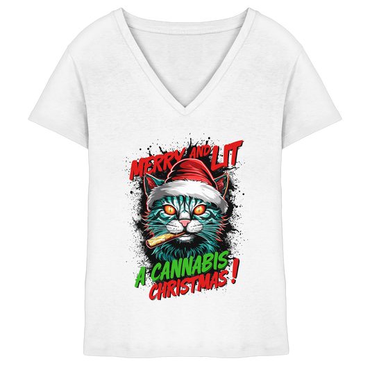 Cannabis Christmas - Ladies V-Neck Shirt