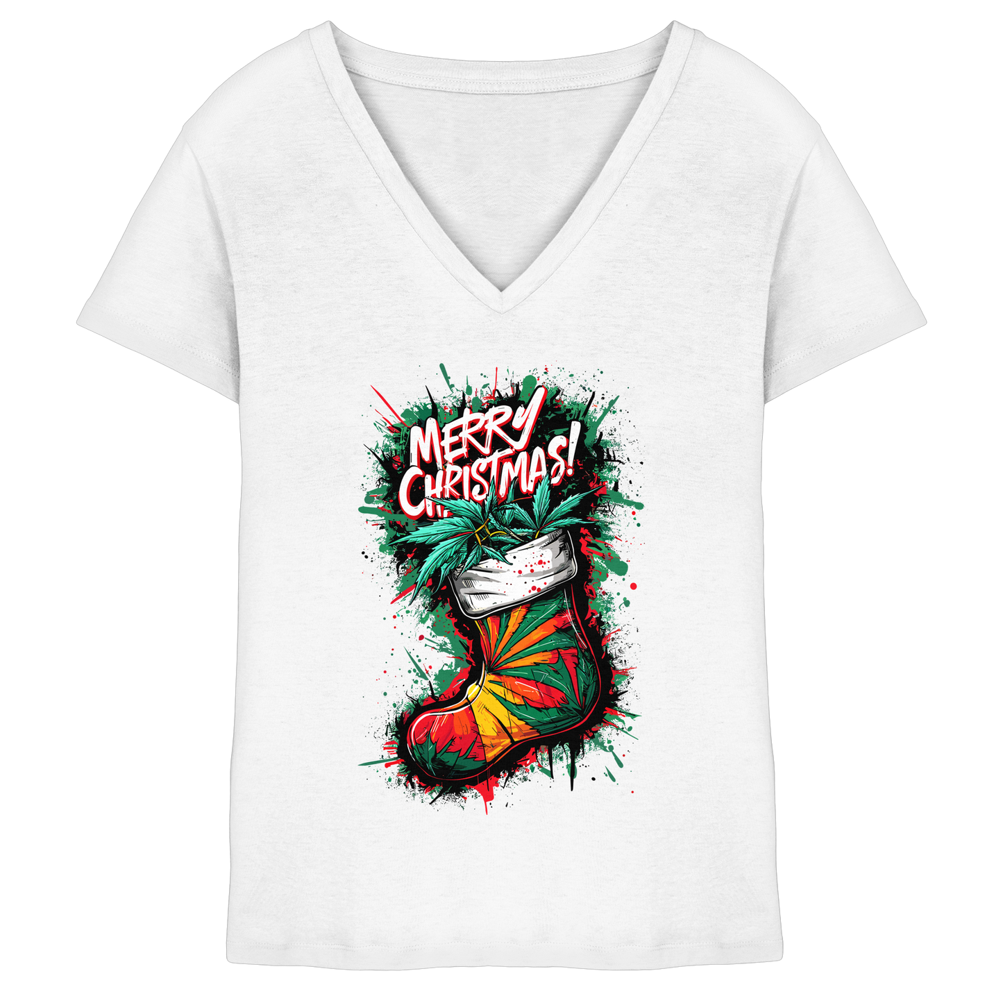 Christmas Boots - Ladies V-Neck Shirt