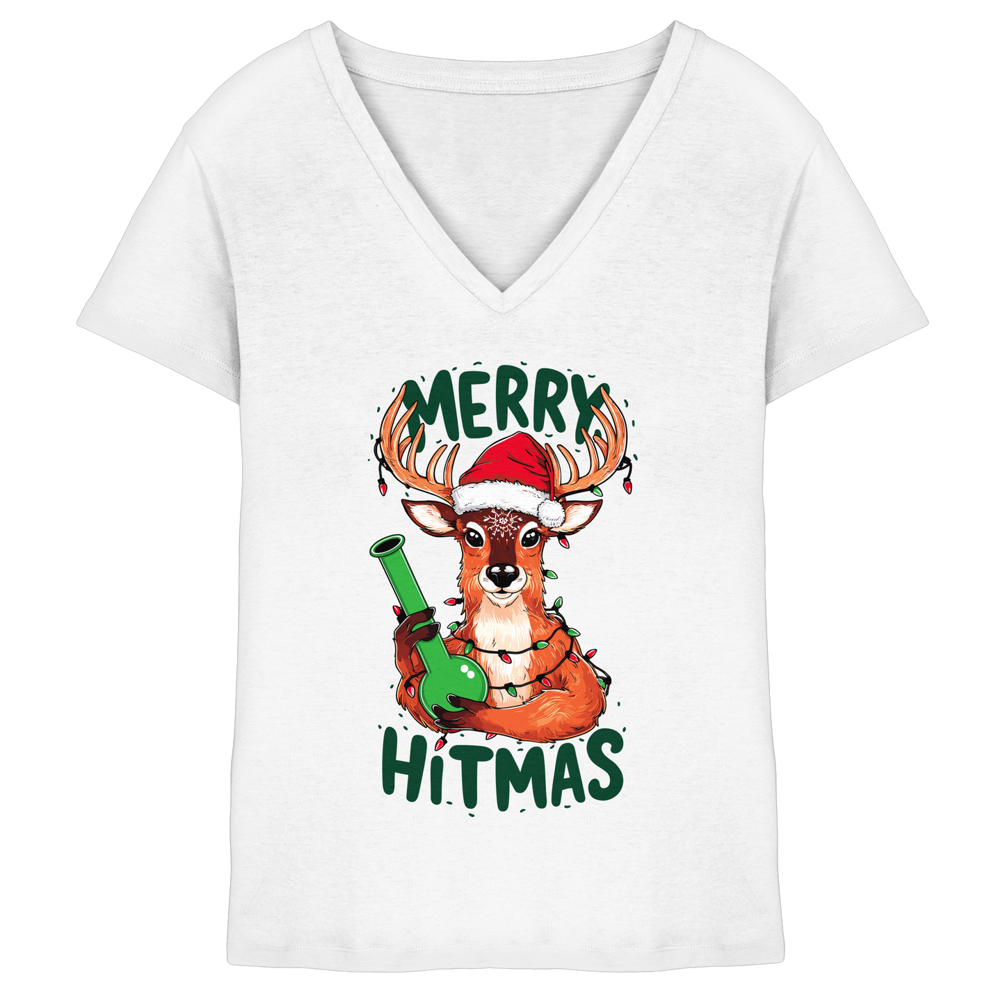 Bong Reindeer - Ladies V-Neck Shirt